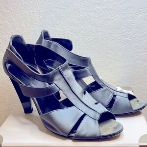 Baleciaga Charcoal Satin Open Toes sz 39.5
